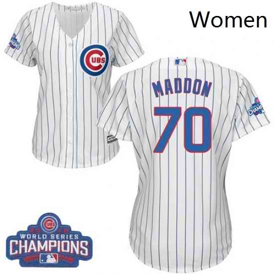 Womens Majestic Chicago Cubs 70 Joe Maddon Authentic White Home 2016 World Series Champions Cool Base MLB Jersey